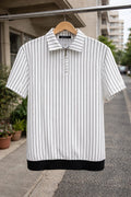 Zipper Stripped Polo T-shirt