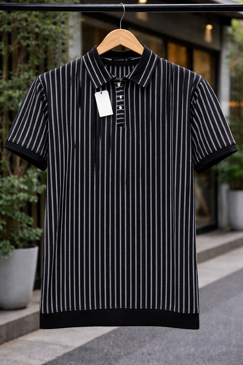 Zipper Stripped Polo t-shirts